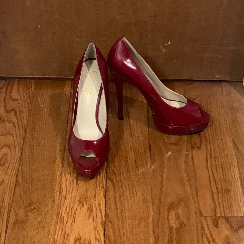 Jessica Simpson Red Peep Toe Pumps